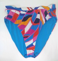 Trina Turk 12 REVERSIBLE Tankini Swim Bottom Blue Pink Orange Graphic High Cut - $19.34