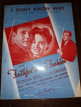 Vintage 1946 I Don&#39;t Know Why - Faithful in my Fashion Sheet Music - £23.64 GBP