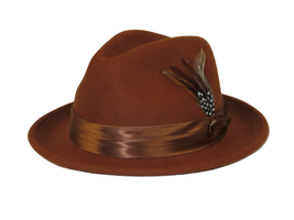 Men Bruno Capelo Hat Australian Wool Crushable Fedora Giovani UN125 Cognac Brown - £52.92 GBP