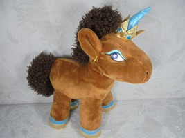 Afro Unicorn Plush 13&quot; Crown and Earrings Brown Stuffed Animal Toy Dan Dee - £9.58 GBP