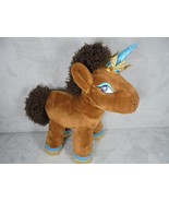 Afro Unicorn Plush 13&quot; Crown and Earrings Brown Stuffed Animal Toy Dan Dee - $12.82