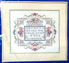 J &amp; P Coats ABC Sampler Counted Cross Stitch Kit - Floral with Personali... - $14.20