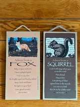 Lot Of Advice From A Squirrel &amp; Fox Wood Plaques – 10 X 5 Inches Not Including - £9.02 GBP