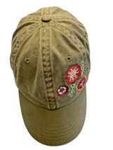 Cap Hat DPC Women&#39;s with Floral Flower Design Olive Green Adjustable - £13.04 GBP