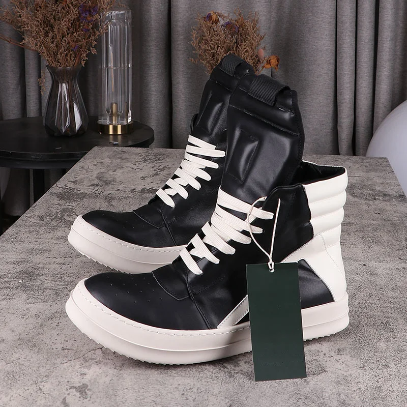 Men&#39;s Leather Sneaker Rick Genuine Leather Men&#39;s Owens Shoes Inverted Tr... - $238.90
