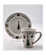 Starbucks Christmas Mug &amp; Dessert Plate Rare 2000 Christmas Tree &amp; Ornam... - $19.99