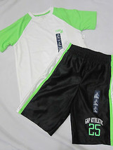 NWT Gap Kids Boys Black Green Athletic Shorts &amp; Shirt Set M Medium 8 - £22.32 GBP