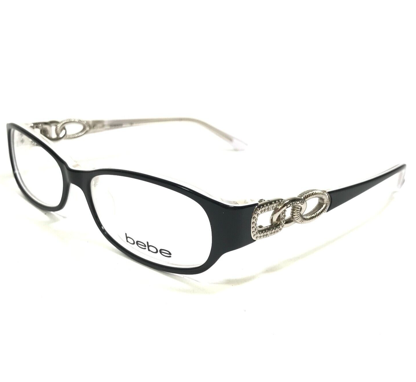 bebe Eyeglasses Frames BB5022 BANGLES 002 JET Oval Chains Full Rim 51-15-135 - $69.91