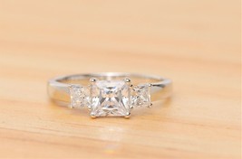 2Ct Princess Simulated Diamond Engagement 14k White Gold Plated Three-Stone Ring - £49.25 GBP