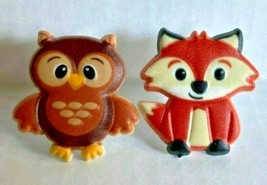 Bakery Crafts Plastic Cupcake Rings Favors Toppers New Lot of 6 &quot;Fox &amp; O... - $6.99