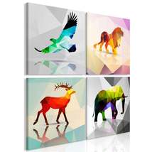 Tiptophomedecor Stretched Canvas Nordic Art - Colourful Animals (4 Parts... - £55.29 GBP+