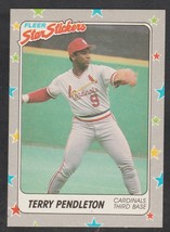 St Louis Cardinals Terry Pendleton 1988 Fleer Star Sticker Baseball Card 119 nr  - $0.99