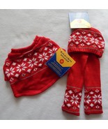 NEW Build A Bear Clothes Fair Isle Sweater Scarf &amp; Hat Red &amp; White Snowf... - £27.40 GBP