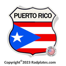 Flag of Puerto Rico Shield Shape Aluminum Road Highway Sign - Made in th... - $17.79