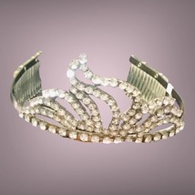 Vintage Bonwit Teller Tiara Crown w/Crystal Rhinestones &amp; Hair Comb - £59.93 GBP