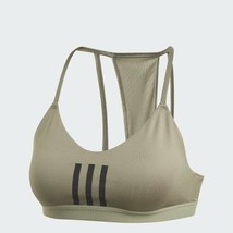 adidas All Me 3-Stripes Mesh Sports Bra Bralette Legacy Green Black Womens 2XS - £21.66 GBP