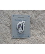 Letter F with Purple Rose, Vintage Initial Brooch Pin,1980s Ceramic - £6.13 GBP