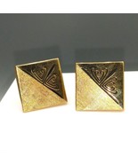 Vintage Swank Cuff Links, Brushed Gold Tone and Black, Mid Century Cuffl... - $25.16