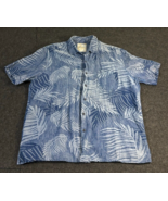 Tasso Elba Island Hawaiian Floral Silk Linen Blue Button Down Shirt Men&#39;... - $17.76