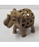 Soapstone Elephant Statue Vintage Hand Carved Stone Baby Inside Mother F... - £12.01 GBP