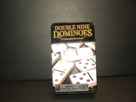 Cardinal Double Nine Dominos in Tin 55 Color Dot Dominoes Ages 8+ 71106AJX - $20.17