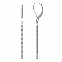 0.60Ct Simulated Diamond Bar Drop/Dangle Earrings 14K White Gold Plated Silver - £77.86 GBP