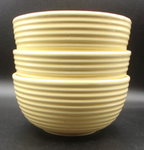 Fapor Yellow Ringware Ribbed Soup Cereal Bowls Set of 3 Thick Ceramic Portugal - £21.57 GBP