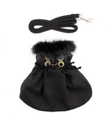 Black Wool Blend Dog Coat with Faux Fur Collar and Leash Sizes XS-XL - $27.71 CAD