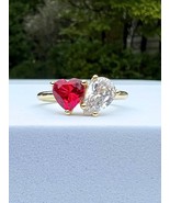 Two Stone Ring in Red, Blue, or Green - £27.65 GBP