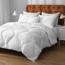 Feathers Down Comforter Queen Size, 52oz Geometric Grid Machine Washable Bedding - £87.12 GBP