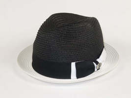 Men's Bently Semi Crushable Fedora Briad Straw Hat Enzo EN200 Black/White image 4