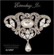 Signed Eisenberg Ice Clear Rhinestone Pin Wedding Brooch (#J1248) - £79.09 GBP