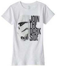 Girls Shirt Disney Star Wars White Stormtrooper THE DARK SIDE Short Sleeve-sz 14 - £7.79 GBP