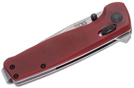 NEW SOG Terminus XR Flipper Knife 2.95&quot; Stonewashed D2 Clip Point Blade Red G10 - £54.92 GBP