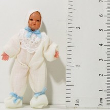 Baby Doll White 1-pc w Blue Bow Caco 11 1173B Dollhouse Miniature - £14.26 GBP