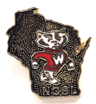 Wisconsin Badgers Bucky Mascot WI State Outline NCSL Conference Sports Pin - $14.99