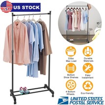 Single Garment Rack Adjustable Height Rolling Clothing Shelf For Home Do... - $44.99