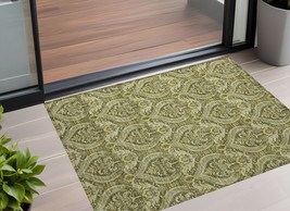 2&#39; X 3&#39; Green Damask Washable Non Skid Indoor Outdoor Area Rug - $1,136.07 MXN
