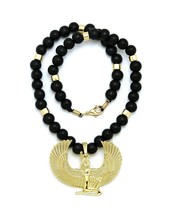 [ICEMOND] Isis Egyptian Goddess with Wings Pendant Wooden Bead Necklace - £13.66 GBP