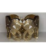 LILLY PULITZER Crystal &amp; Gold Tone Delta Elephant Cuff Clamp Bangle Brac... - $485.78 MXN