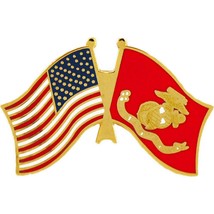 American &amp; U.S.M.C. Flags Pin 1 1/4&quot; - £14.45 GBP