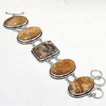 Crazy Lace Agate Fossil Coral Gemstone Handmade Bracelet Jewelry 7-8&quot; SA 1064 - £6.37 GBP