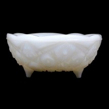 McKee Toltec Milk Glass 7&quot; 3-Toed Footed Bowl Vintage Decorative Tablewa... - $24.70