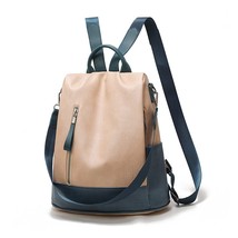 Women Leather Backpack Fashion Anti-theft Backpafor Women Beige Khaki School Bag - £37.35 GBP