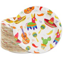 80-Pack Fiesta Design Paper Plates, Cinco De Mayo, Fiesta Party Decorations, 9In - £29.75 GBP