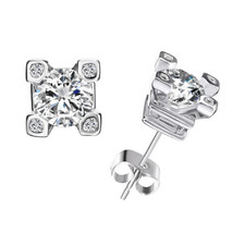 Crystals by Swarovski Fancy 4 Prong Stud Earrings White Gold Overlay 2 C... - $44.50