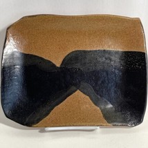 Dan Eash Art Pottery PA Studio Handmade Brown Glaze Stoneware Slab Tray ... - £66.64 GBP