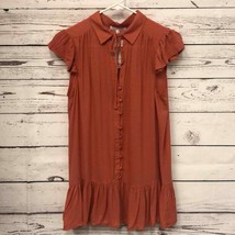 RETHM ginger rust button down ruffle sleeve blouse Women’s Size M Medium - £19.18 GBP
