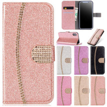 For Samsung J5 J7 Pro J8 A8 2018 Glitter Flip Leather Magnetic Wallet Ca... - £31.91 GBP