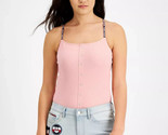 Tommy Jeans Women&#39;s Ribbed Spaghetti Strap Bodysuit Pink Size XL Adjust ... - $21.49